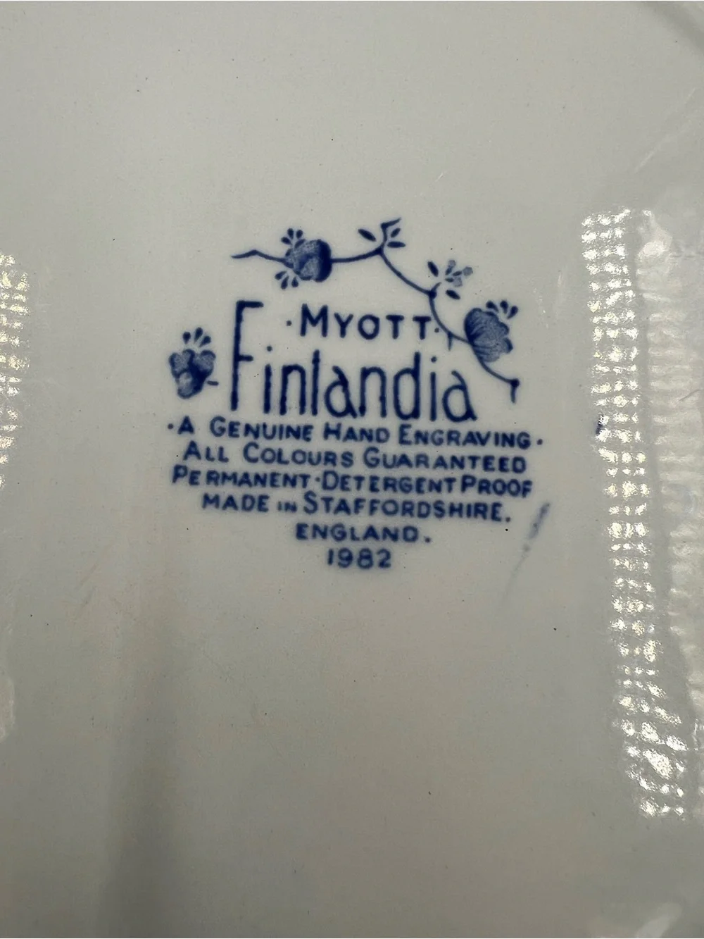 Myott Finlandia Blue White Floral Dinner Plate 10